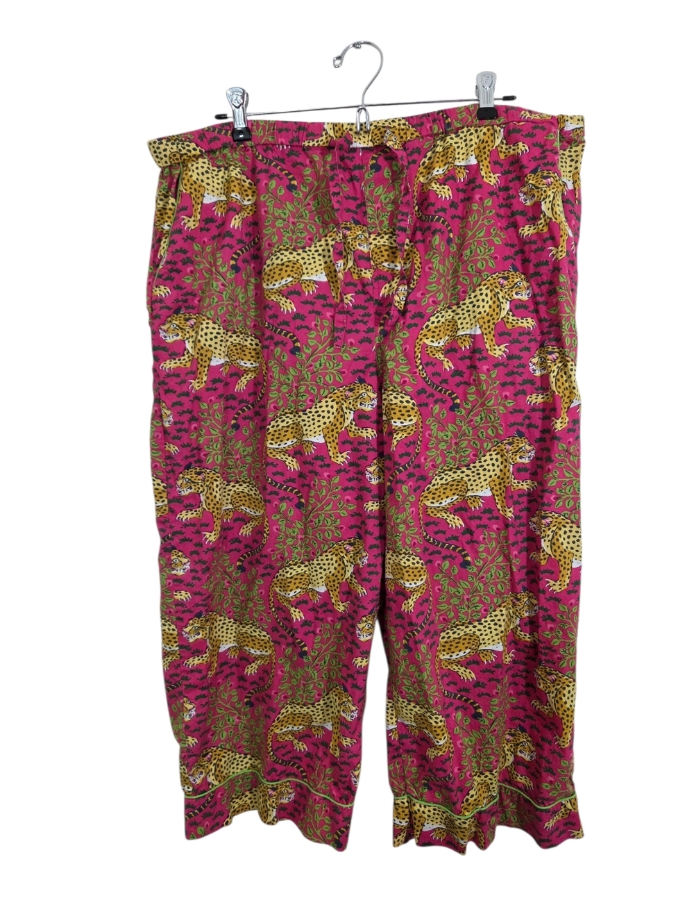 Print Fresh Bagheera Tiger Print Hot Pink PJ Pajama Bottoms Cropped Size XL Boho